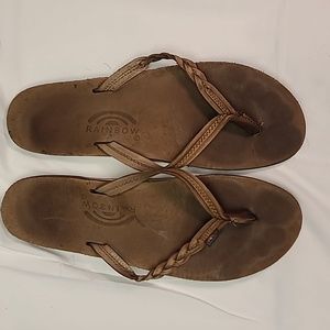 Womens Rainbow Flirty Braidy Flip Flop Sandal Leather size 10